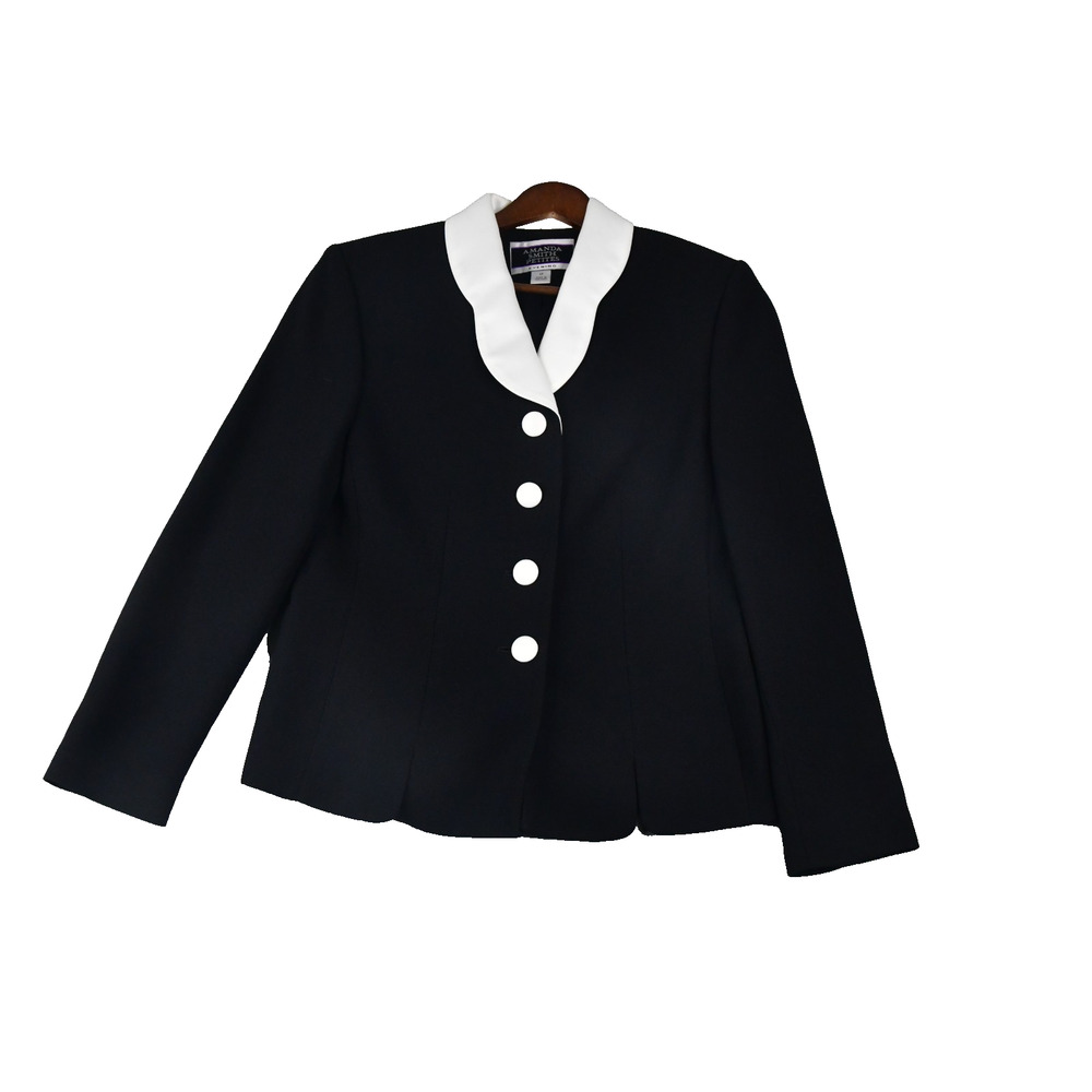 Amanda Smith Blazer Women's 6P Black White Button Jacket
